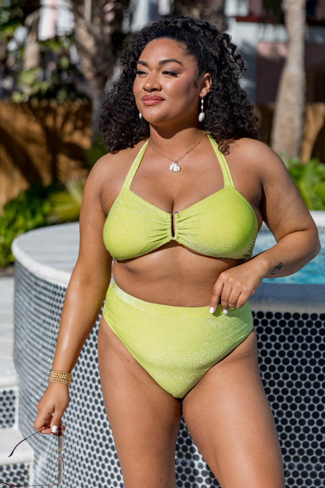 Classic Coastal Green Shimmer Bikini Bottoms FINAL SALE