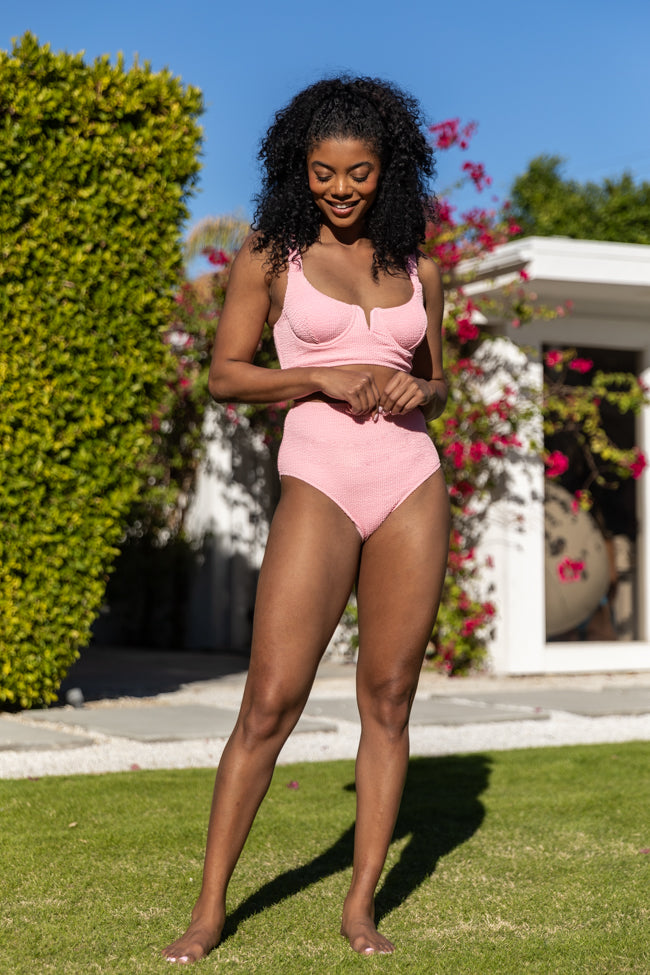 Summer Oasis Light Pink Underwire Split V Bikini Top FINAL SALE
