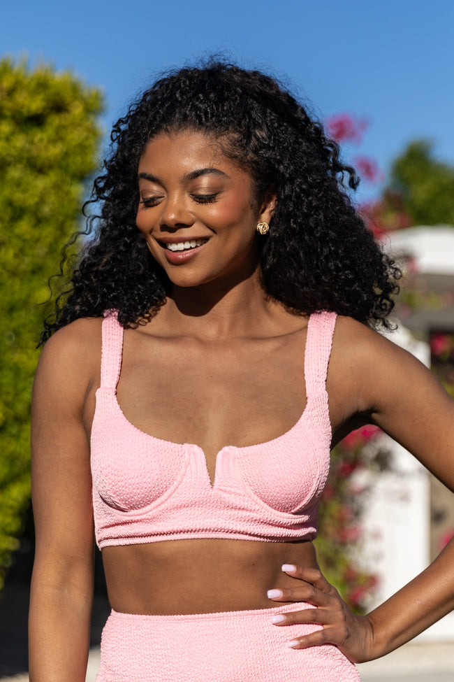 Summer Oasis Light Pink Underwire Split V Bikini Top FINAL SALE