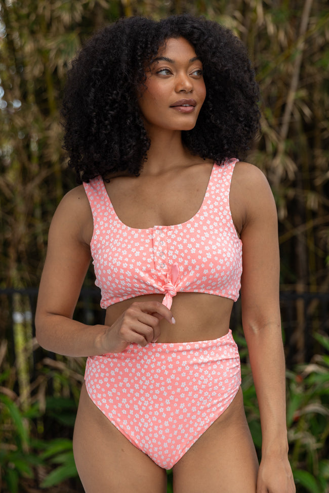 Botanical Bay Coral Floral Bikini Top FINAL SALE