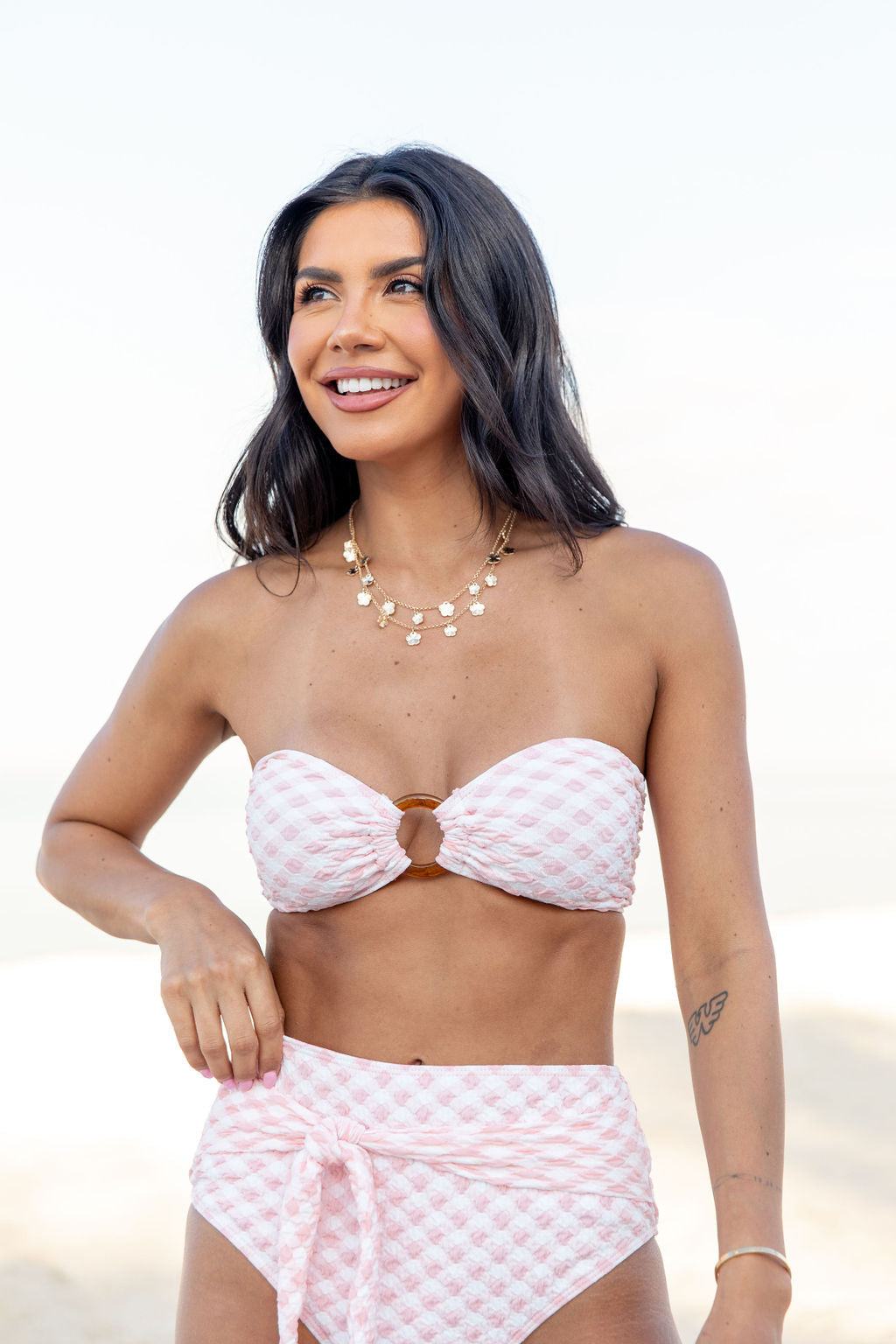 Golden Isle Pink Textured Ring Bikini Top FINAL SALE