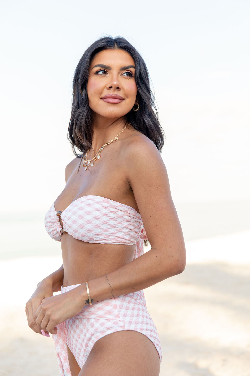 Golden Isle Pink Textured Ring Bikini Top FINAL SALE