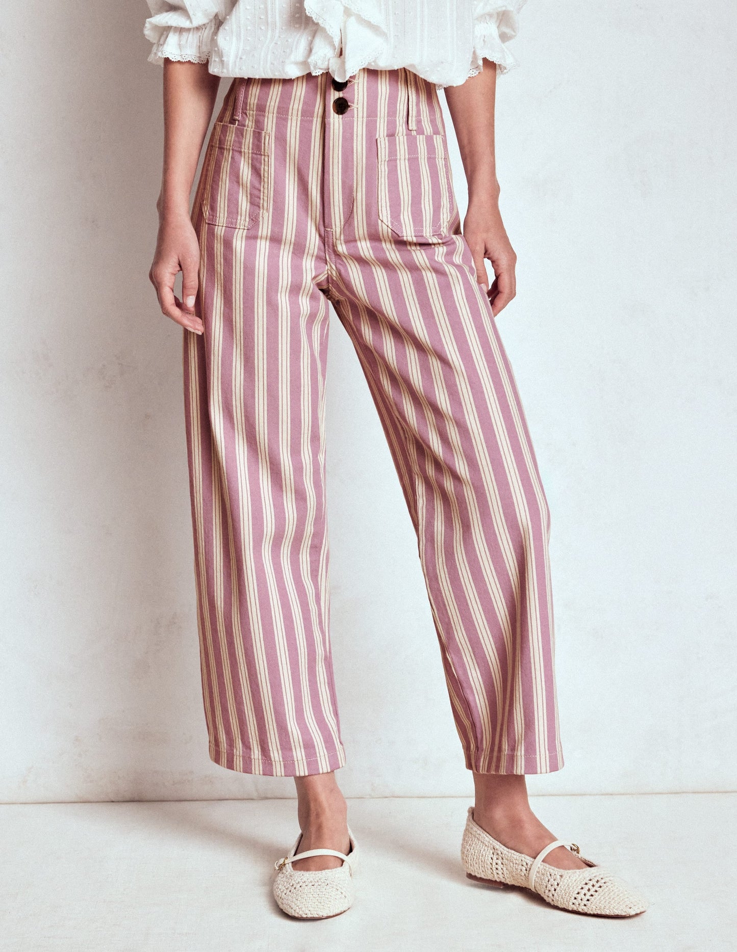 Primrose Patch Pocket Trousers-Lilac Tram Stripe