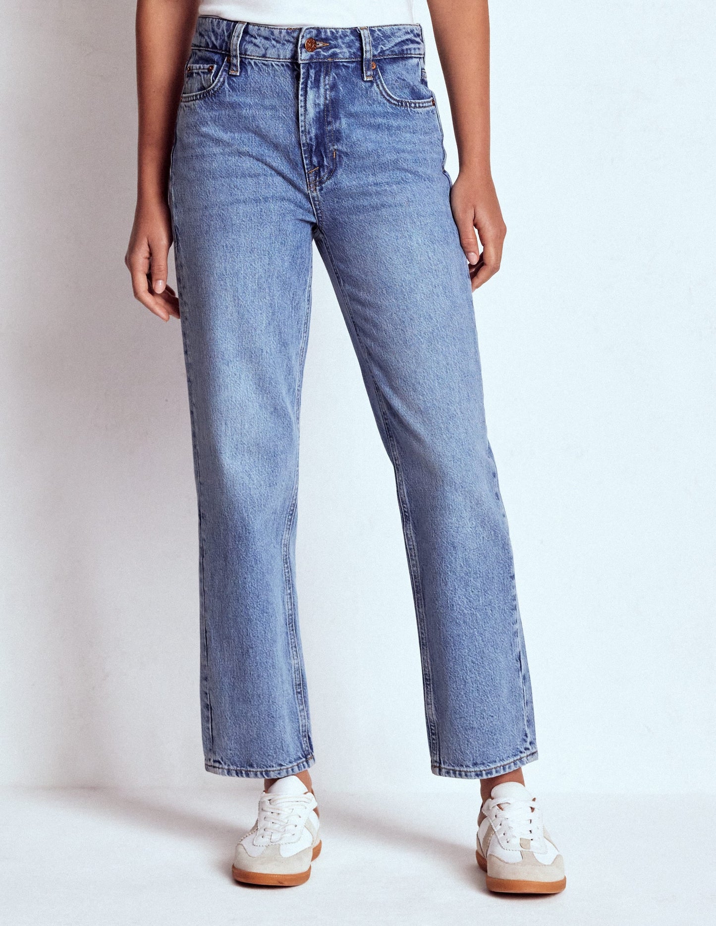 High Rise Rigid Straight Jeans-Light Vintage