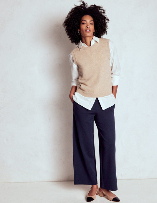 Belgravia Ponte Crop Trousers-Navy