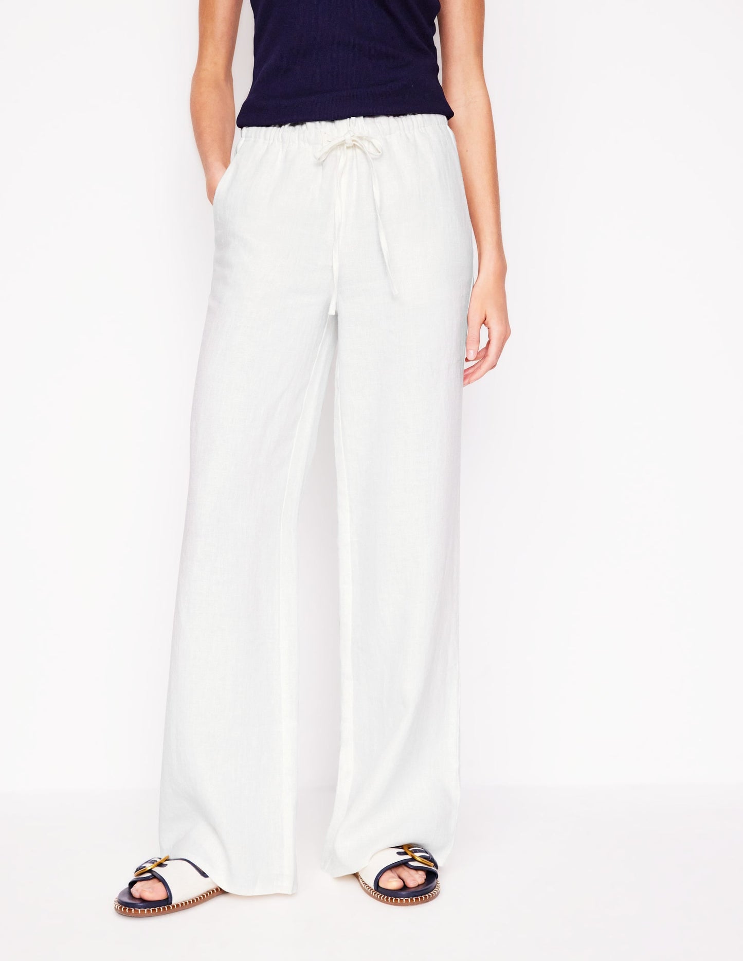 Islington Linen Trousers-White
