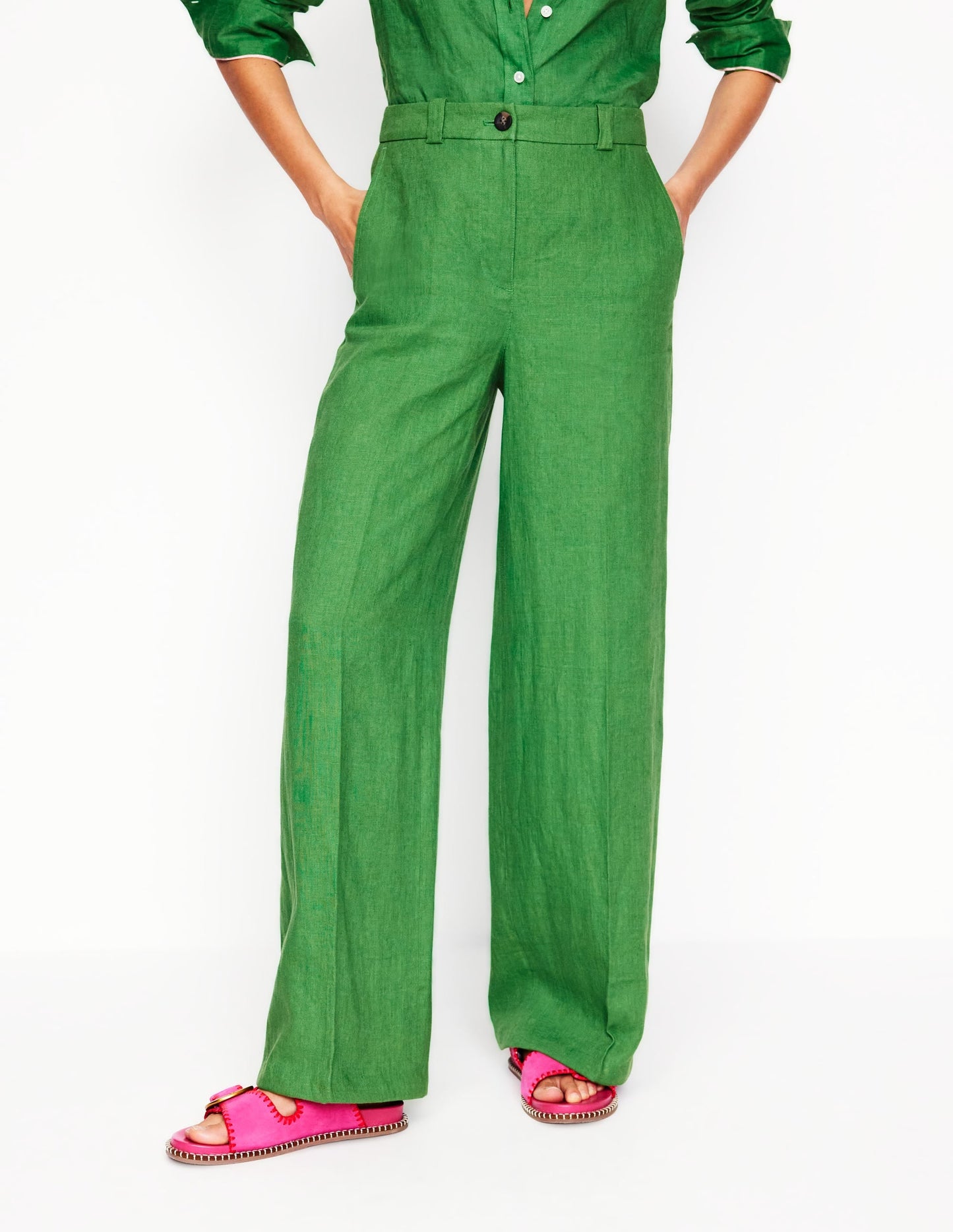 Westbourne Linen Trousers-Paradise Green