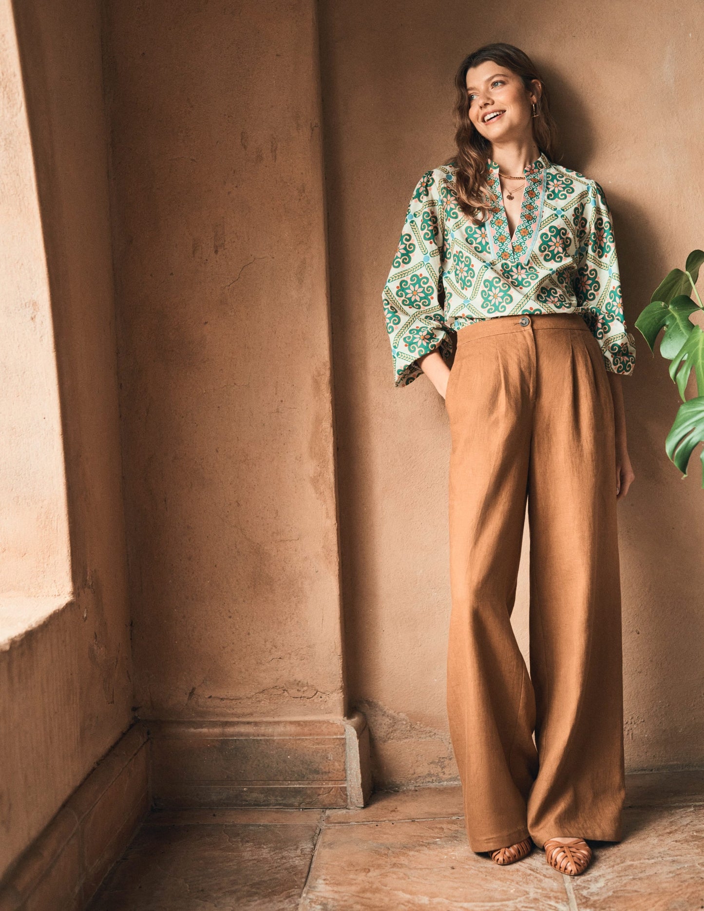 Dulwich Linen Trousers-Gingerbread