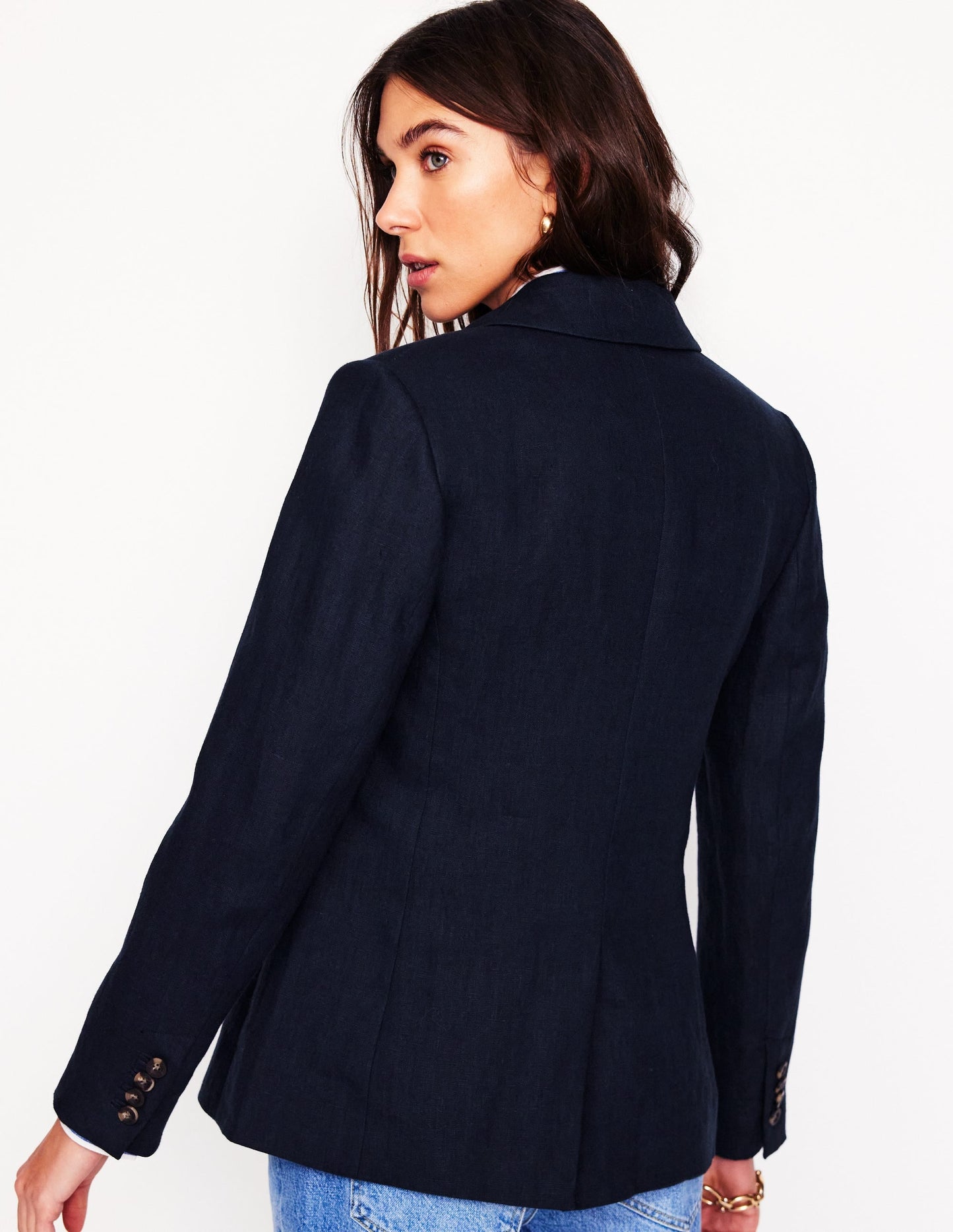 Stamford Linen Blazer-Navyy